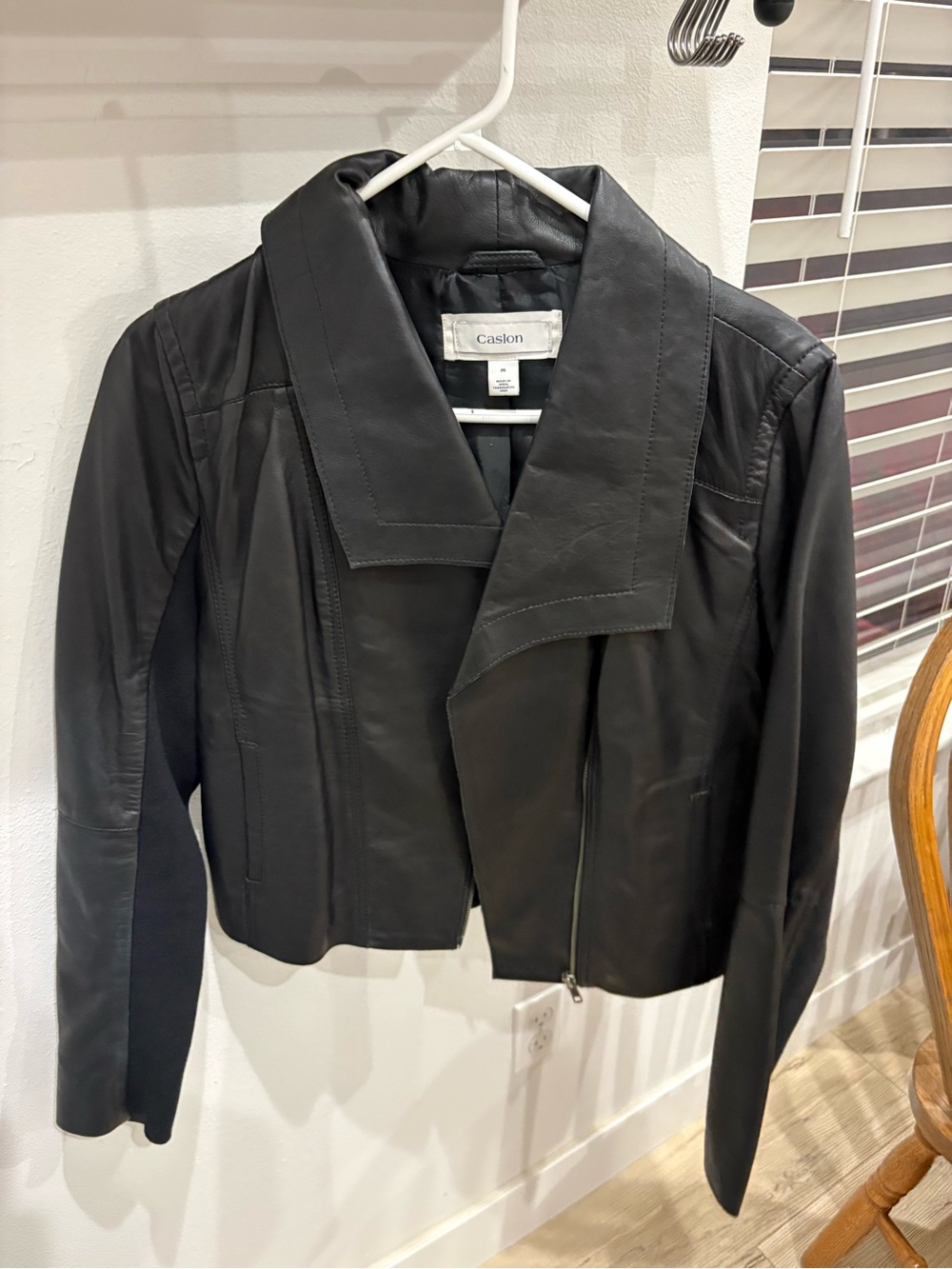 Caslon Black Asymmetrical Leather Jacket